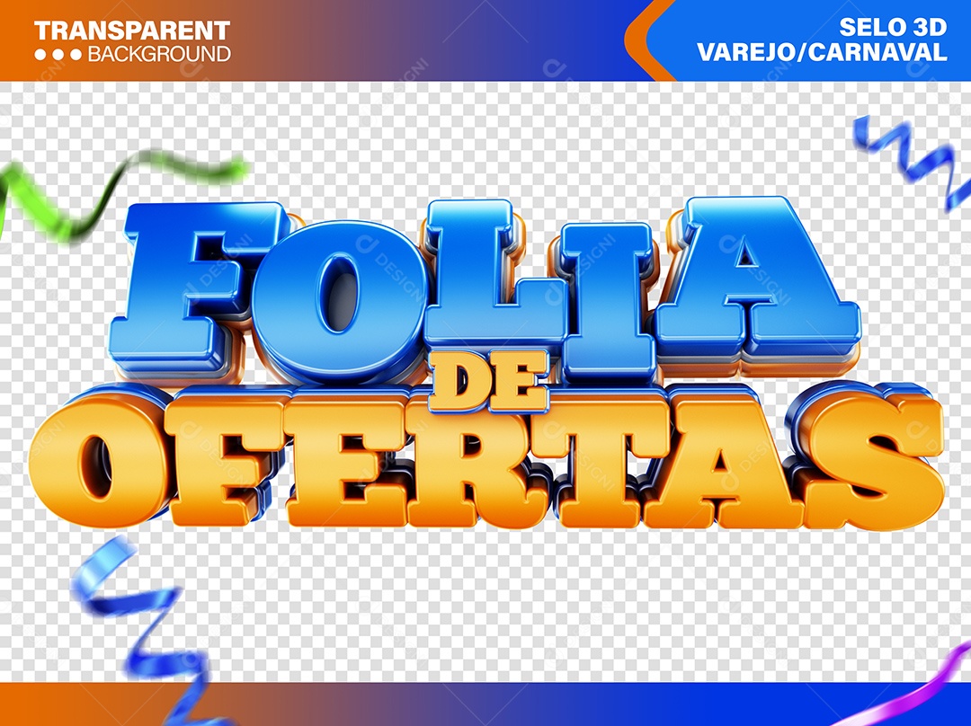 Folia de Ofertas Selo 3D Azul Laranja para Composição PSD