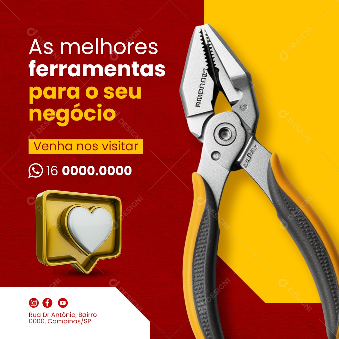 Loja Ferramentas de Aço Venha nos visitar As melhores ferramentas para o seu negócio Social Media PSD Editável