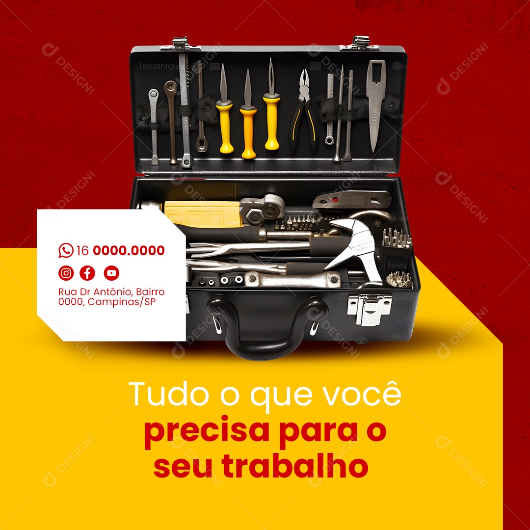 Loja Ferramentas de Aço Tudo o que você precisa para o seu trabalho Social Media PSD Editável