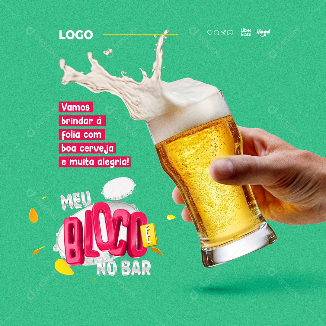 Carnival My Block Is At The Bar Drink Dispenser Let's toast the revelry with good beer Social Media PSD Editable