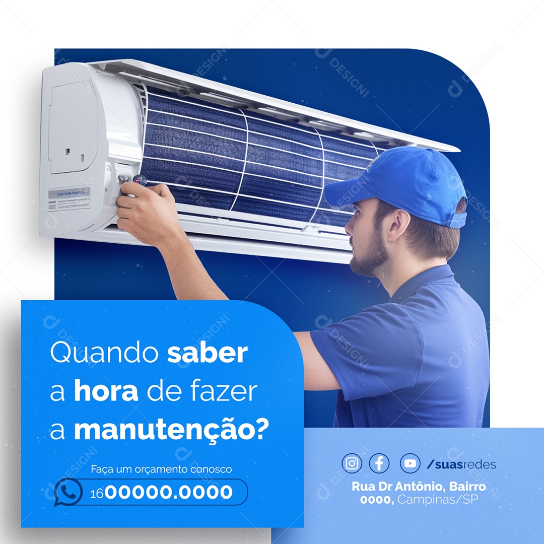 Manutenção De Ar Condicionado Quando saber a hora de fazer a manutenção Social Media PSD Editável