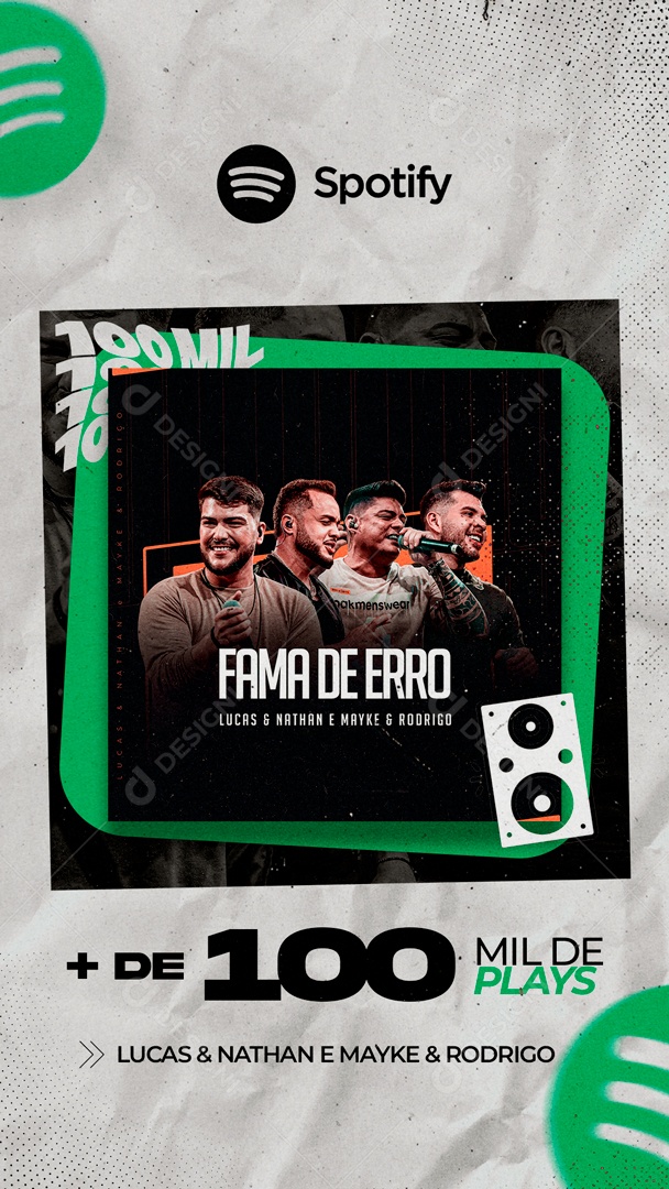 Social Media Spotify Mais De 100 Plays PSD Editável