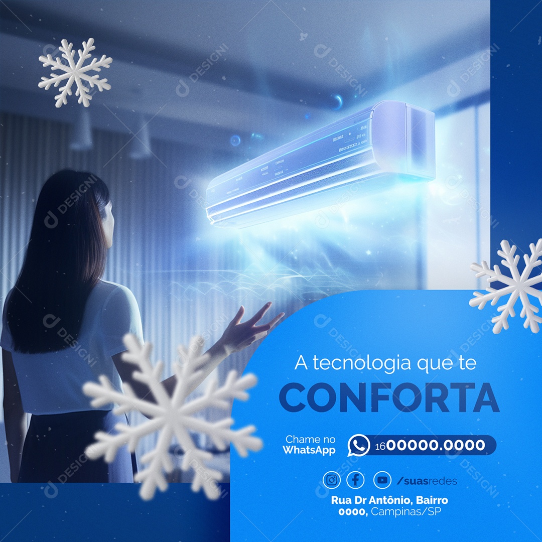 Manutenção De Ar Condicionado A tecnologia que te conforta Chame no WhatsApp Social Media PSD Editável
