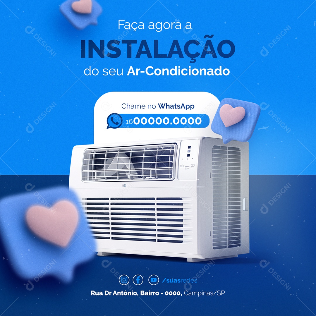 Manutenção De Ar Condicionado Faça agora a Instalação do seu Ar Condicionado Social Media PSD Editável