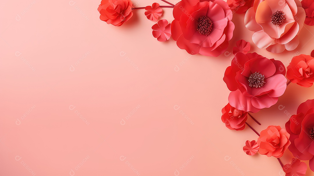 Flor vermelha em fundo vermelho dia internacional da mulher