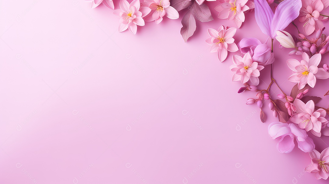 Margaridas brancas e rosa em um fundo rosa