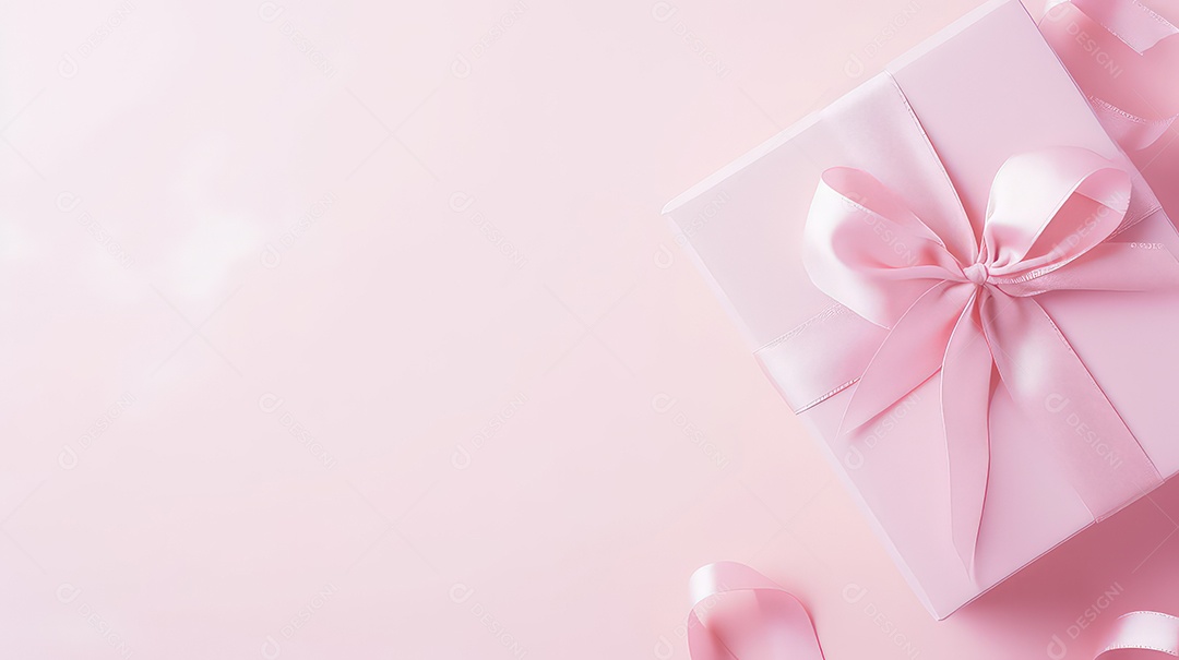 Caixas de presente rosa com laços em fundo rosa