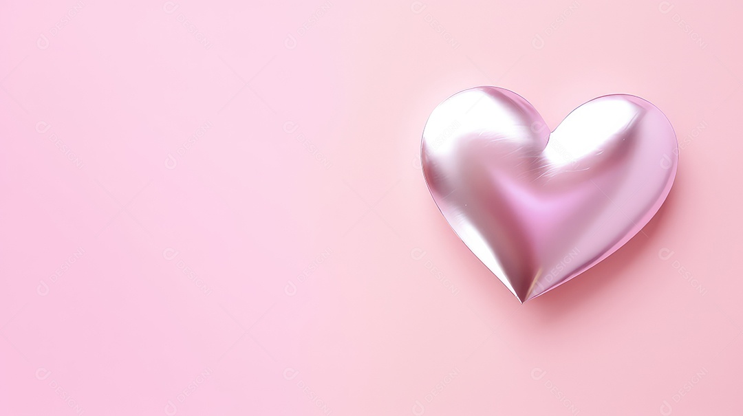 Coração prateado em fundo rosa plano de fundo para o Dia das Mães