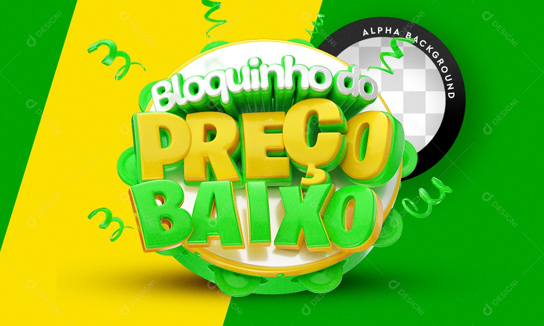 Selo 3D Verde Bloquinnho Do Preço Baixo Para Composição PSD