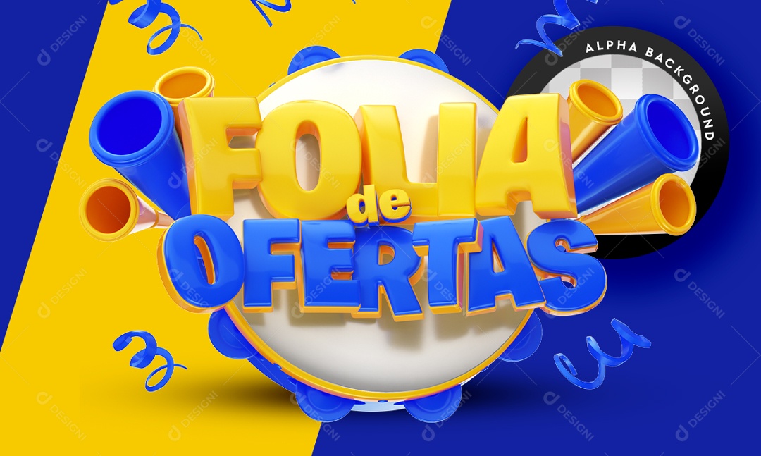 Selo 3D Azul Folia De Ofertas Para Composição PSD
