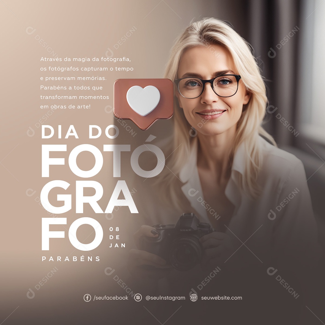 Social Media Dia Do Fotógrafo Parabéns PSD Editável