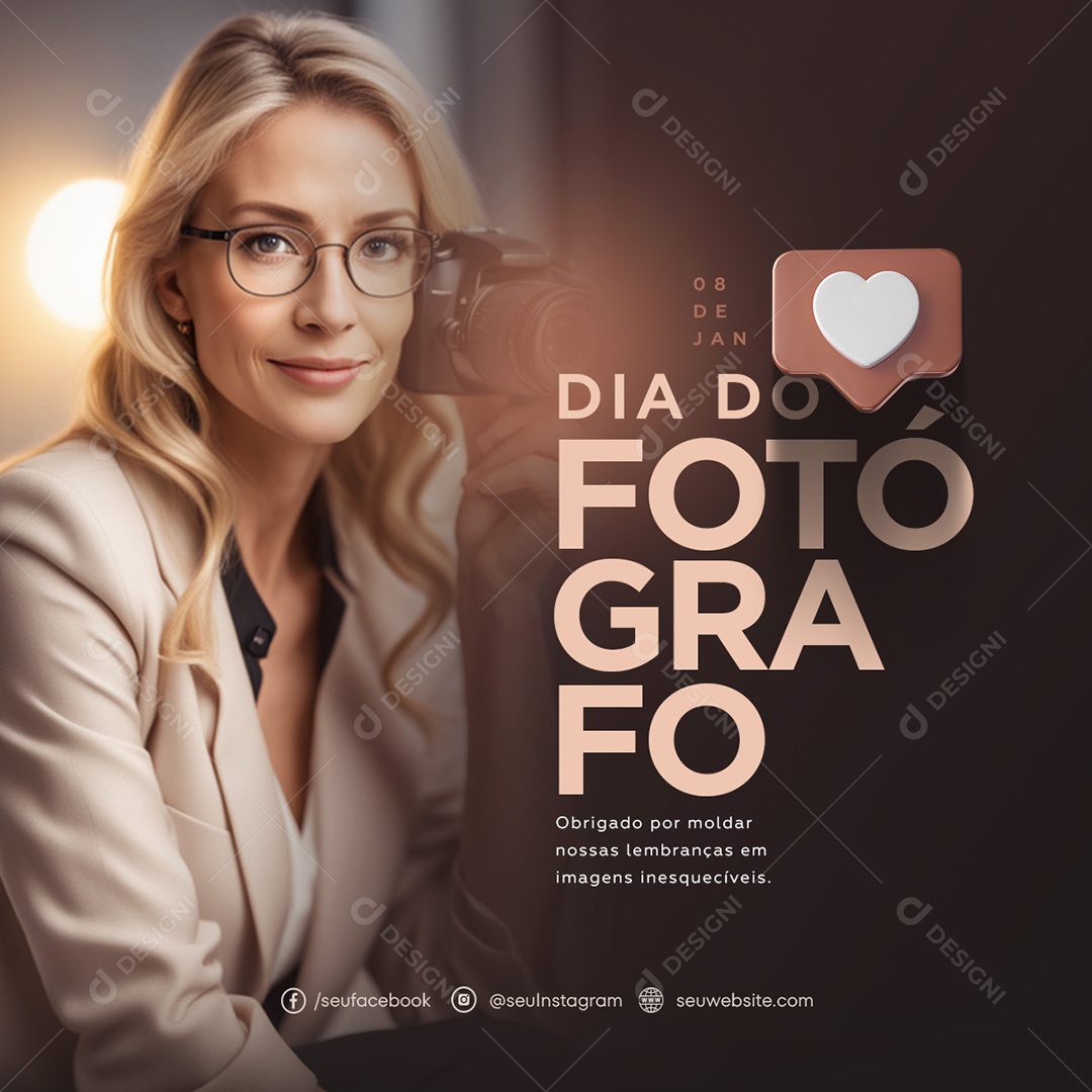 Dia Do Fotógrafo 08 De Janeiro Social Media PSD Editável