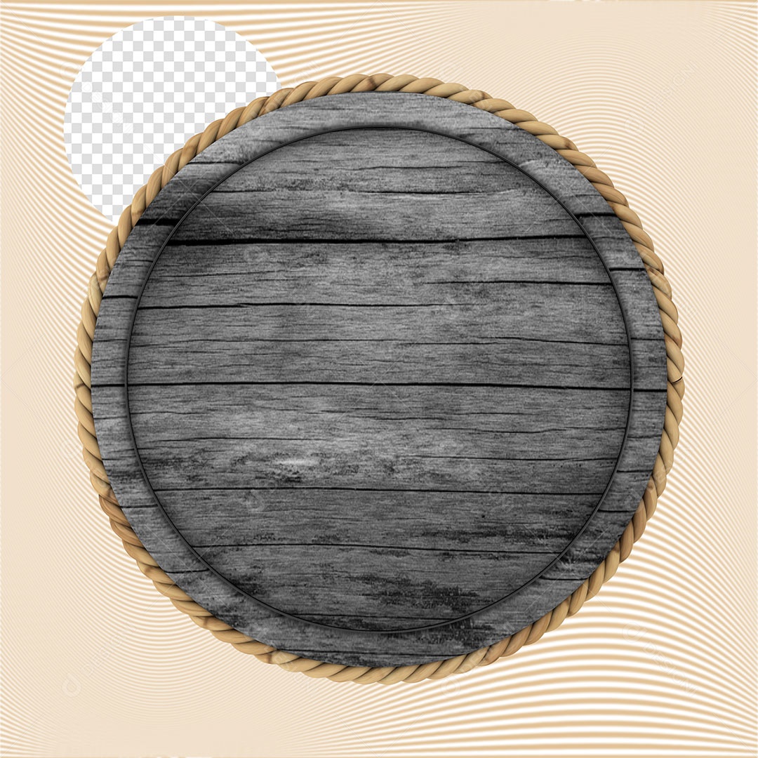Painel Base de Madeira e Corda Elemento 3D Preto para Composição PSD