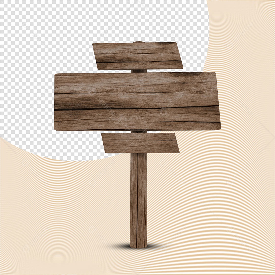 Placa de Madeira Marrom Elemento 3D para Composição PSD