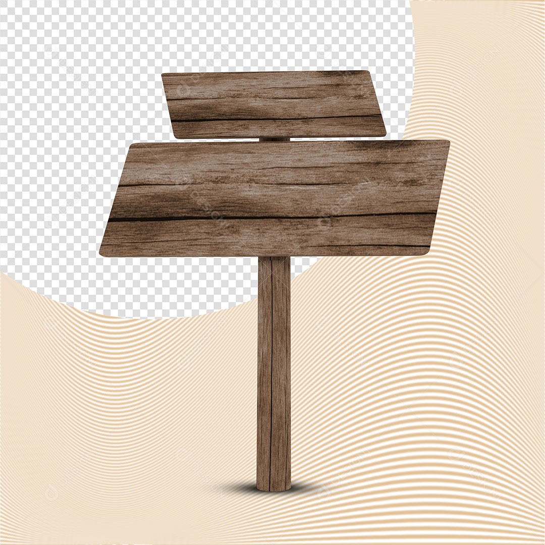 Placa de Madeira Elemento 3D Marrom para Composição PSD