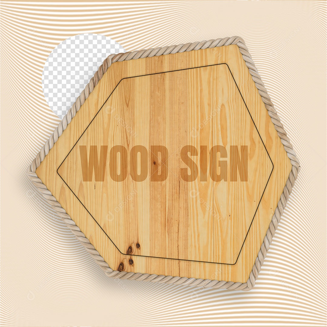 Painel de Madeira Elemento 3D para Composição PSD