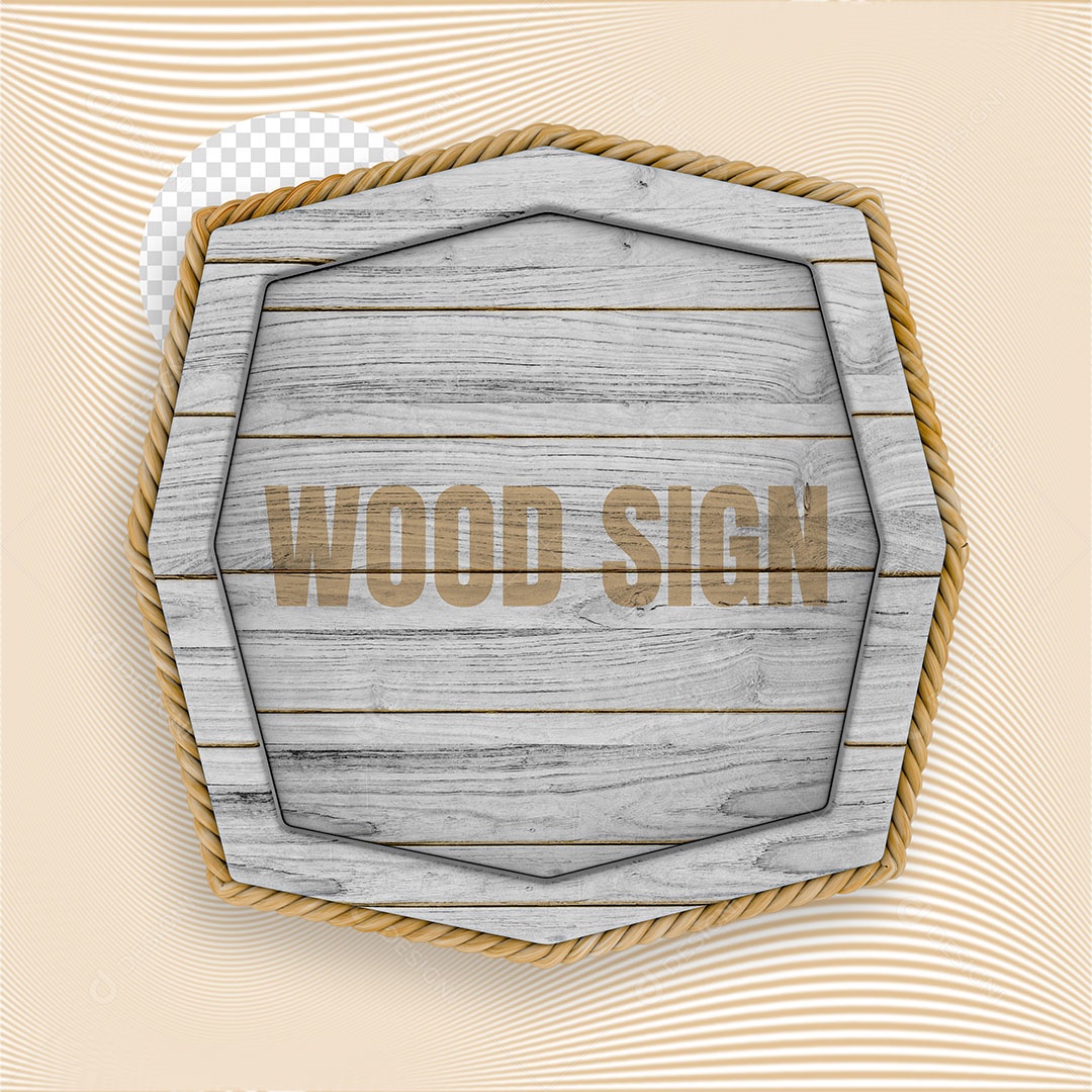 Painel de Madeira e Corda Elemento 3D para Composição PSD