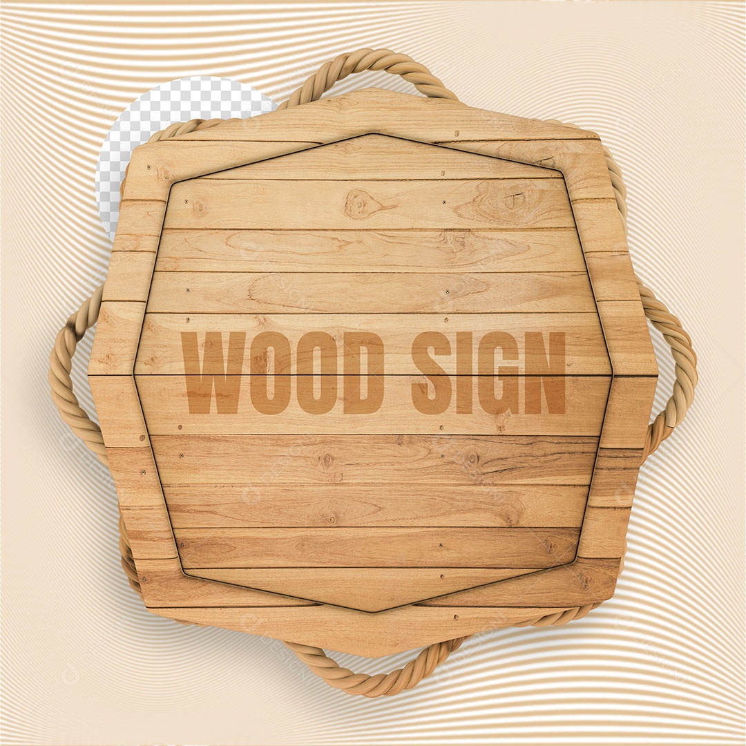 Painel com Corda Base de Madeira Elemento 3D para Composição PSD