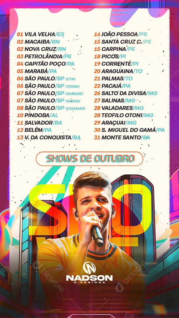 Social Media Flyer Story Shows De Outubro Nadson o Ferinha PSD Editável