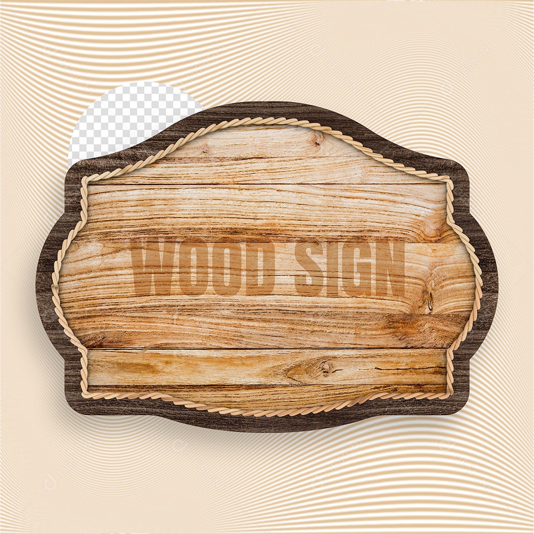Painel Base de Madeira e Corda Elemento 3D para Composição PSD