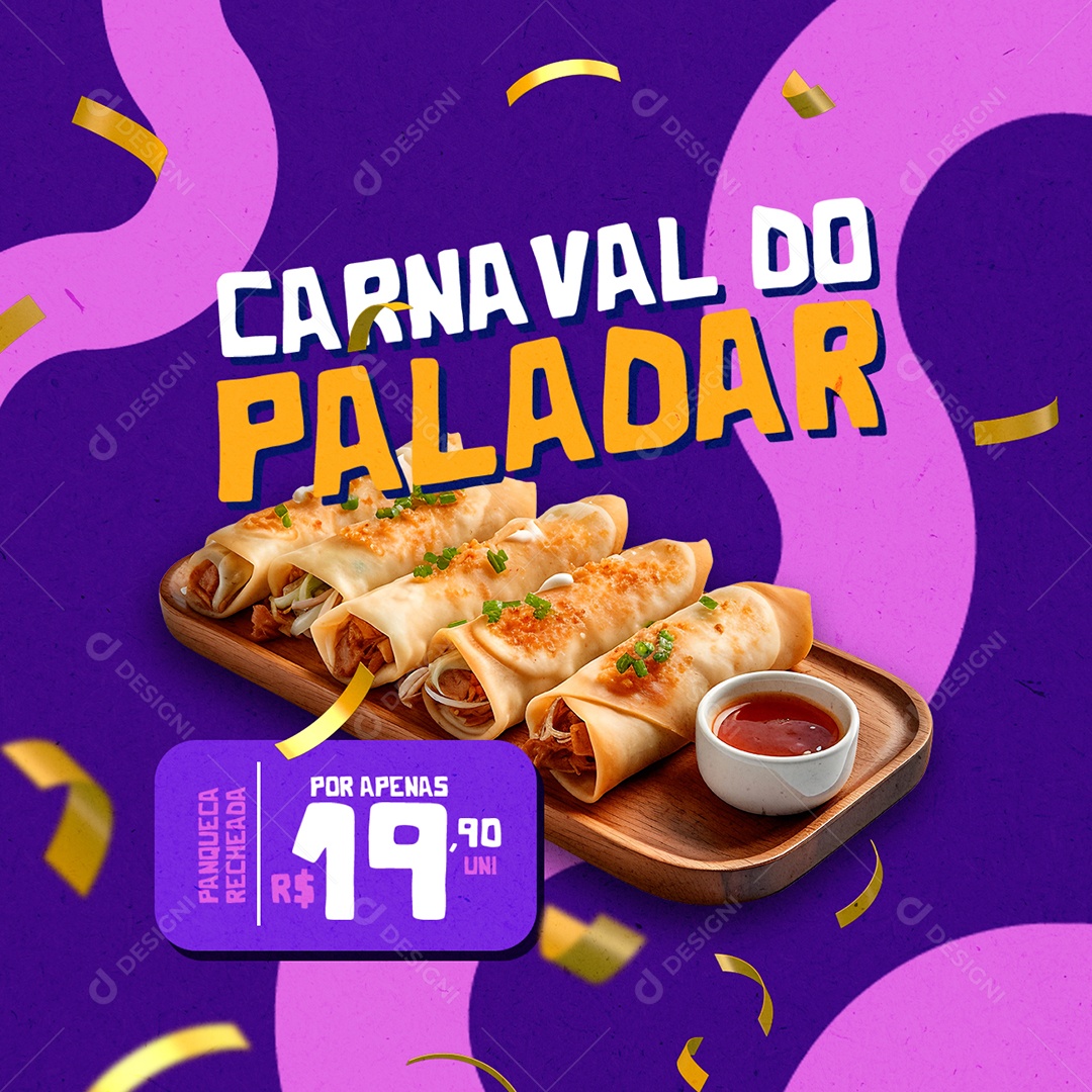 Carnaval Lanchonete Panqueca Recheada Carnaval Do Paladar Social Media PSD Editável