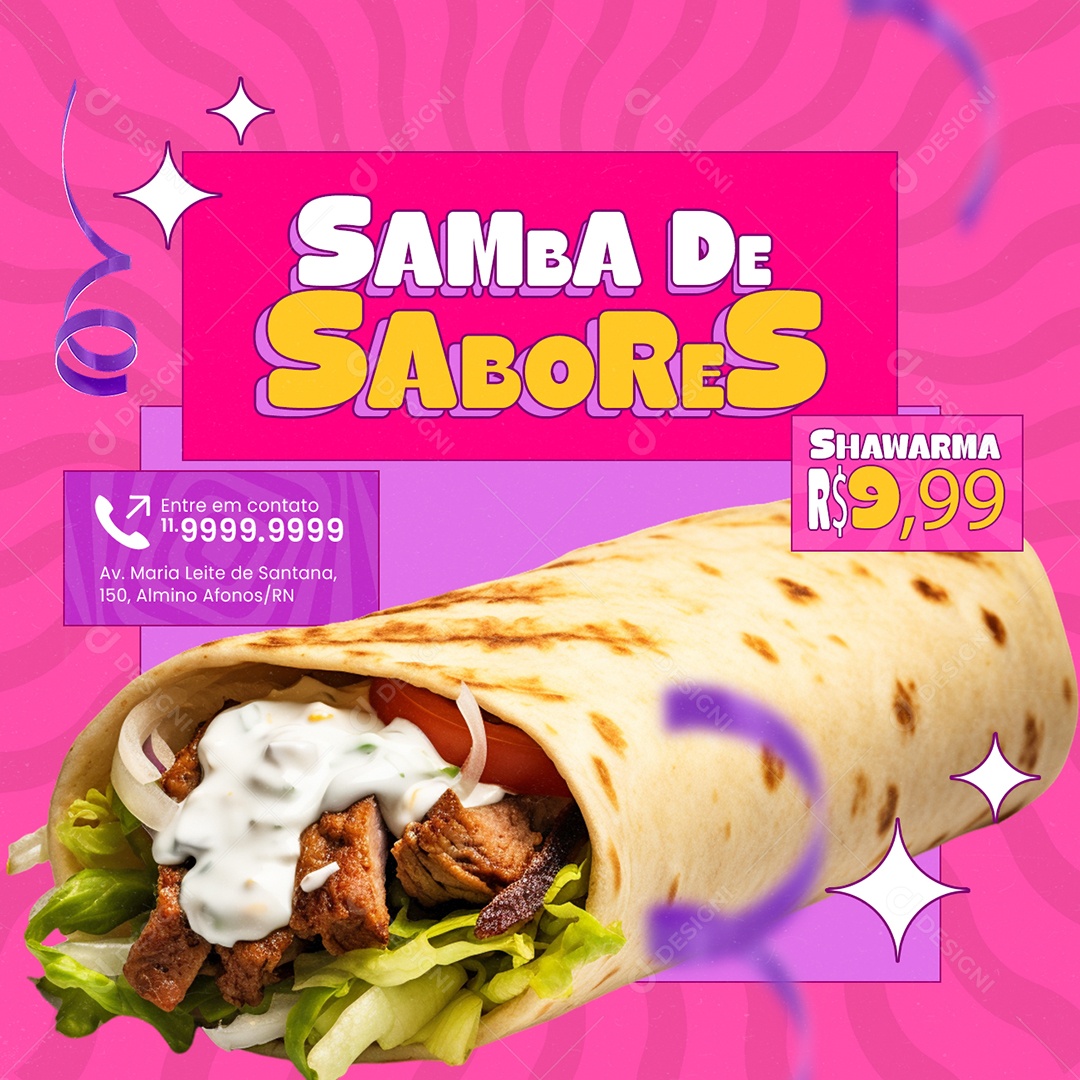 Carnaval Carnaval Samba De Sabores Shawarma Social Media PSD Editável