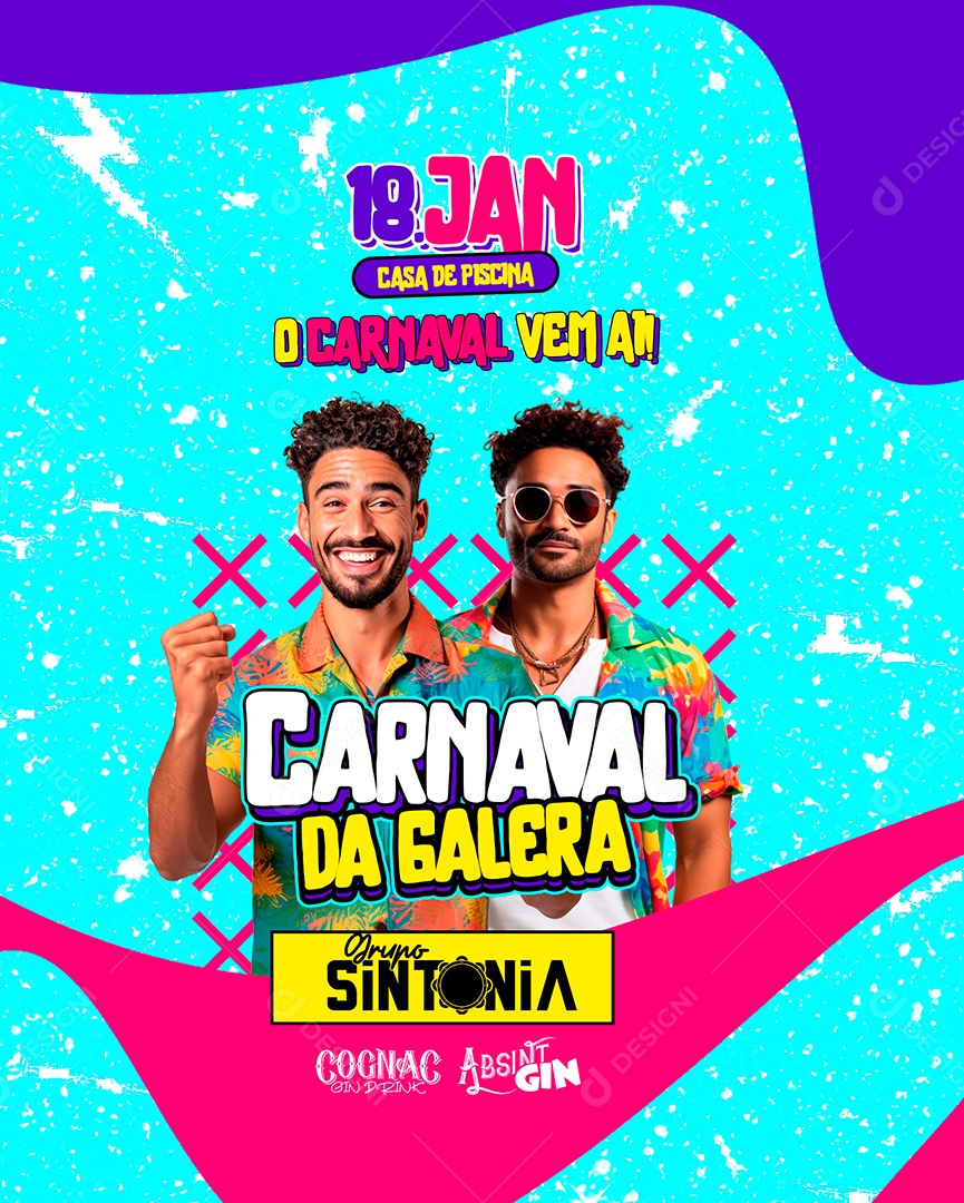 Flyer Carnaval Da Galera Grupo Sintonia O Carnaval Vem Aí Social Media PSD Editável