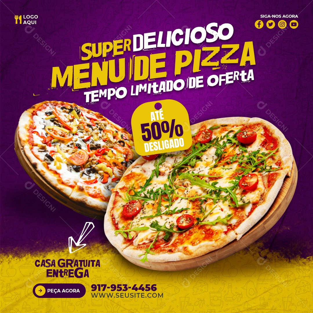 Social Media Super Pizza Tempo Limitado De Oferta PSD Editável