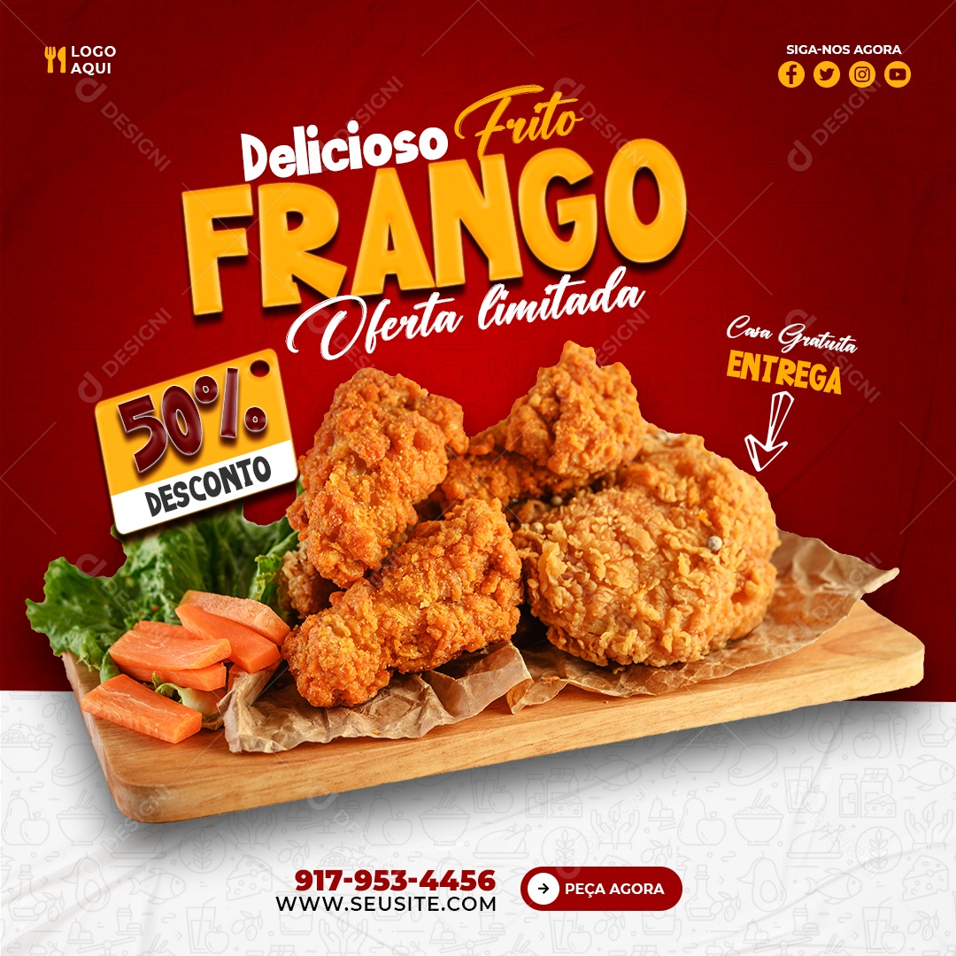 Delicioso Frango Frito Oferta Limitada Social Media PSD Editável