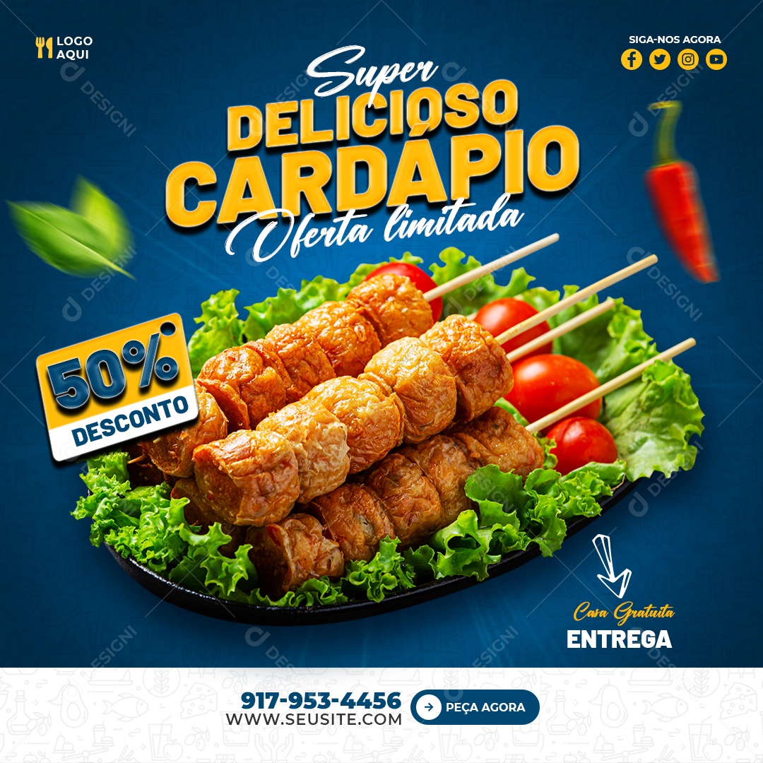 Cardápio Super Delicioso Social Media PSD Editável