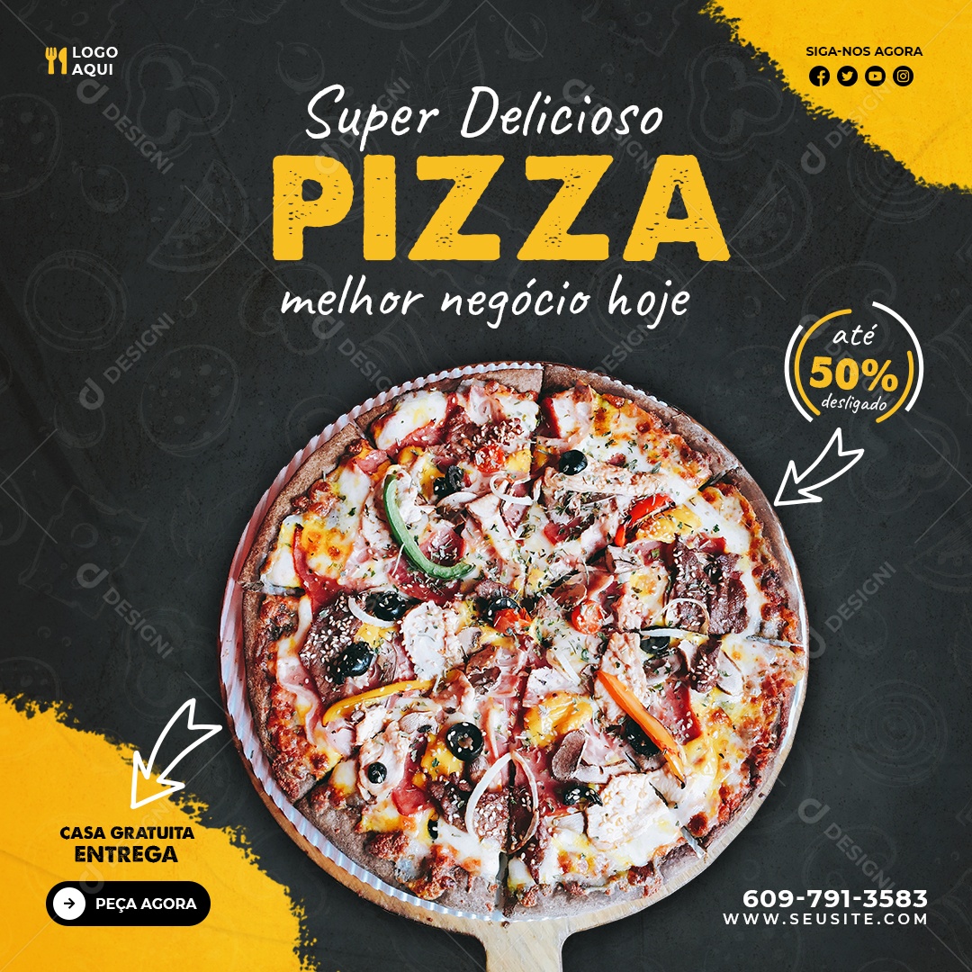 Pizza Super Deliciosa Social Media PSD Editável