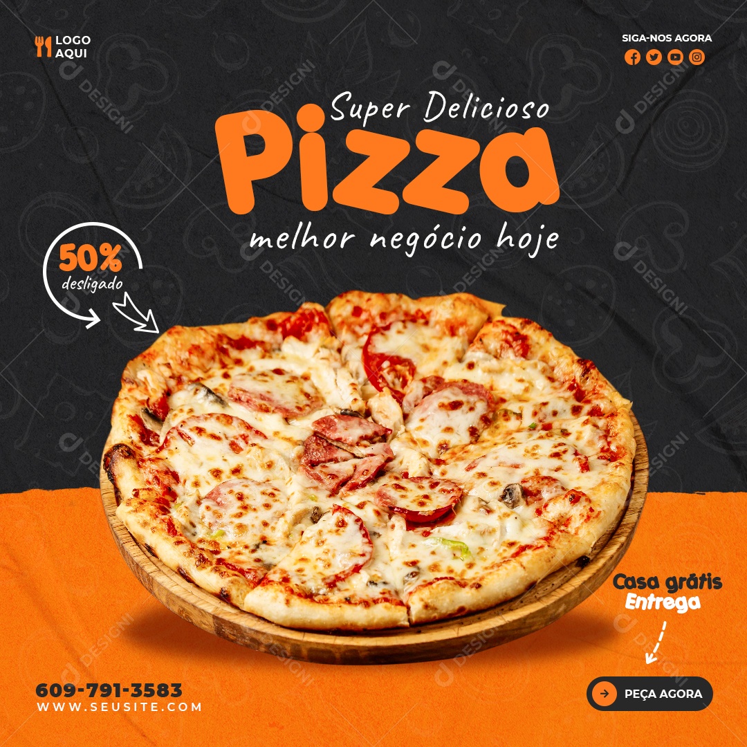 Pizza Super Deliciosa Social Media PSD Editável