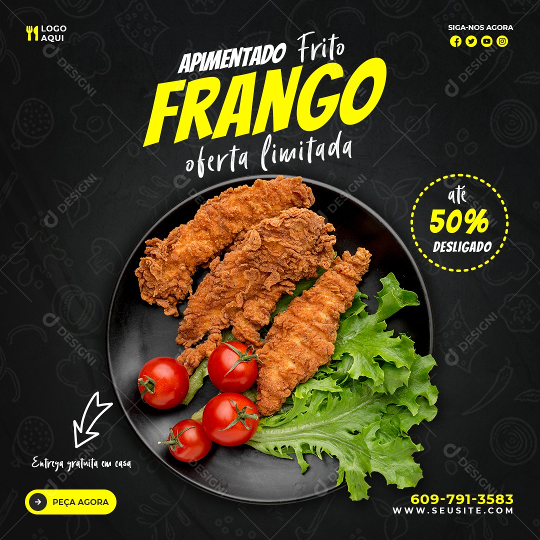 Social Media Apimentado Frango Oferta LImitada PSD Editável