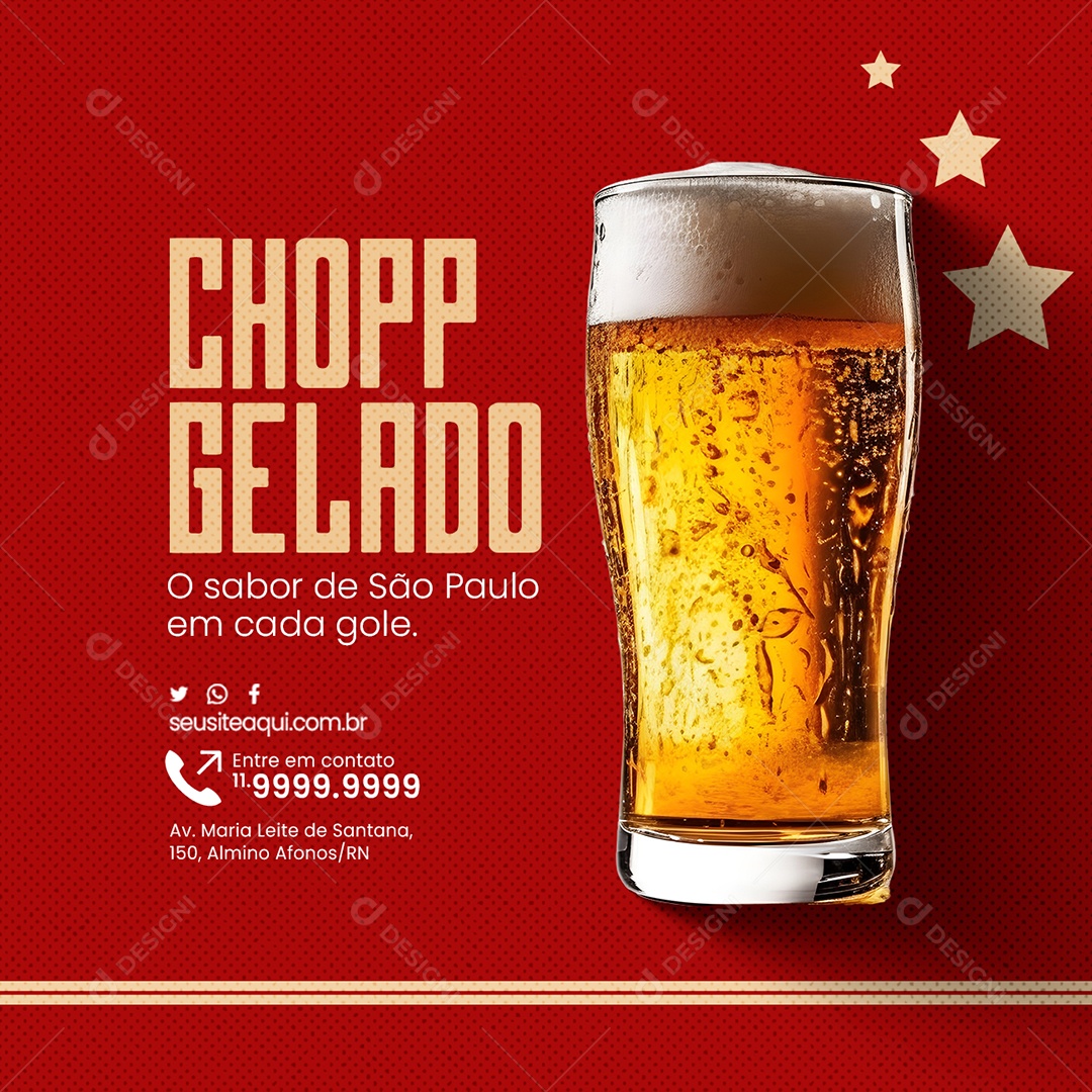 Cervejaria Bar Chopp Gelado O Sabor de São Paulo em cada gole Social Medi PSD Editável