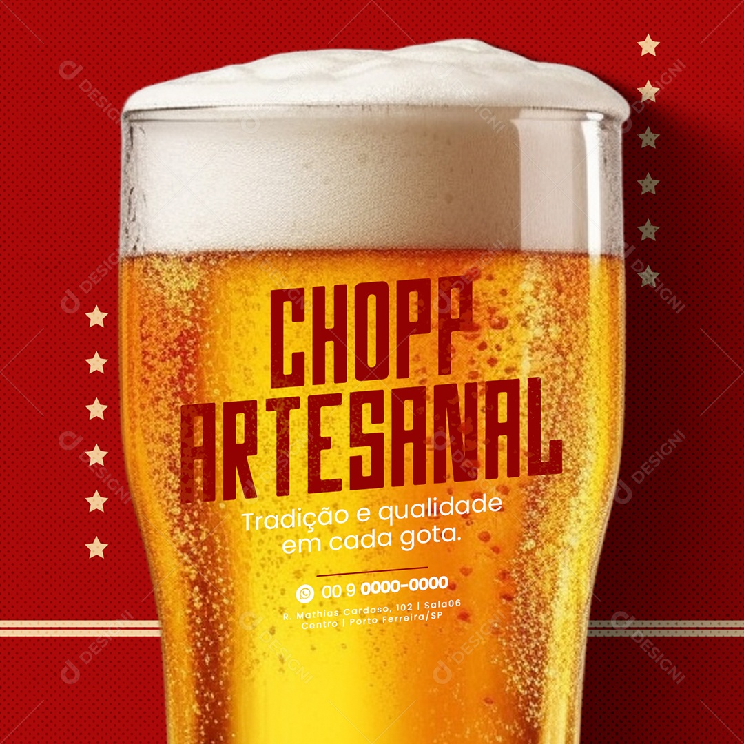 Cervejaria Bar Chopp Artesanal Tradição e qualidade em cada gota Social Media PSD Editável