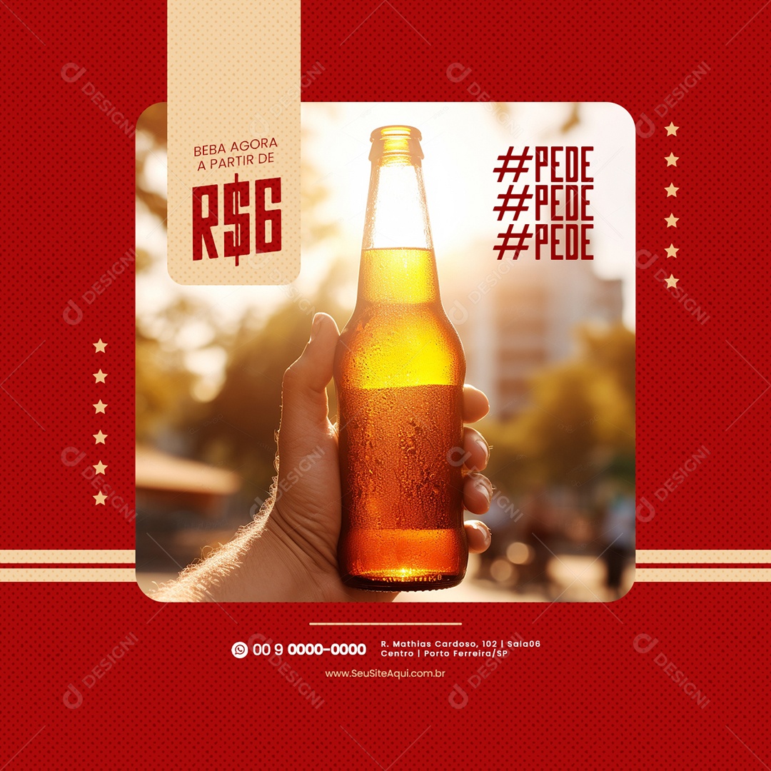 Cervejaria Bar Chopp Beba Agora Pede Social Media PSD Editável