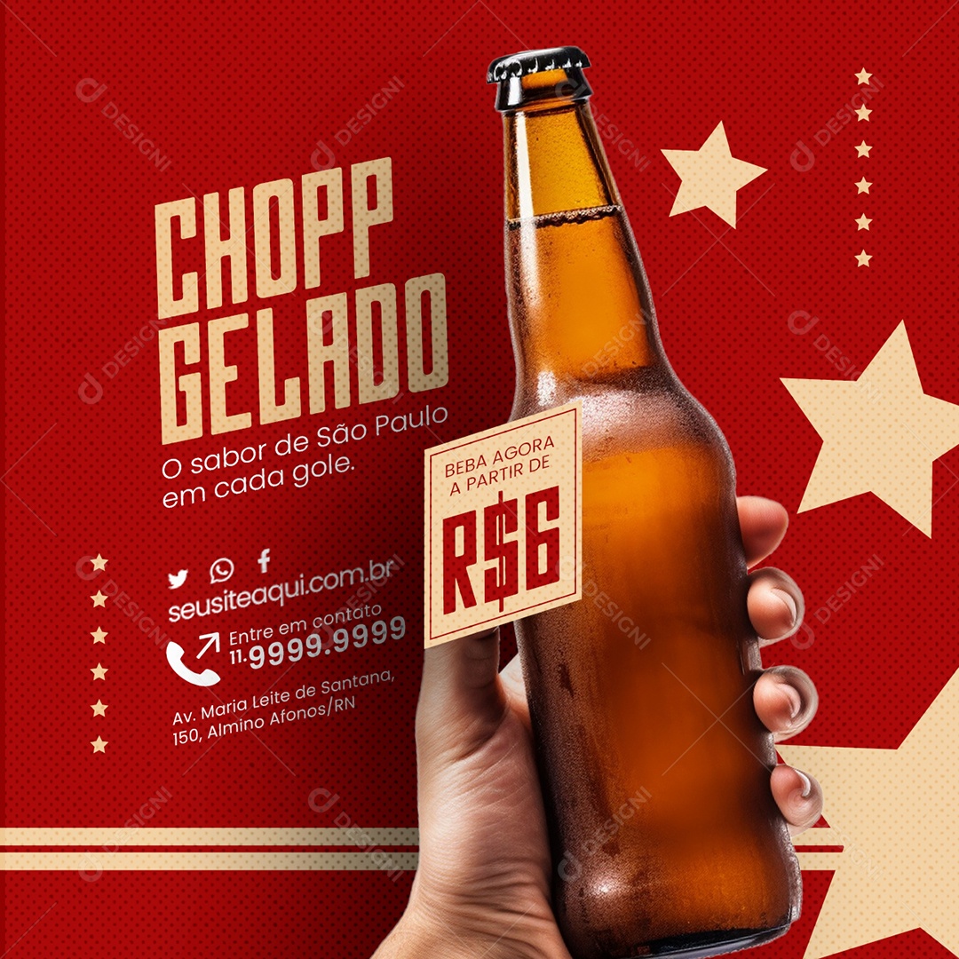Cervejaria Bar Chopp Gelado O sabor de São Paulo em cada gole Beba Agora Social Media PSD Editável