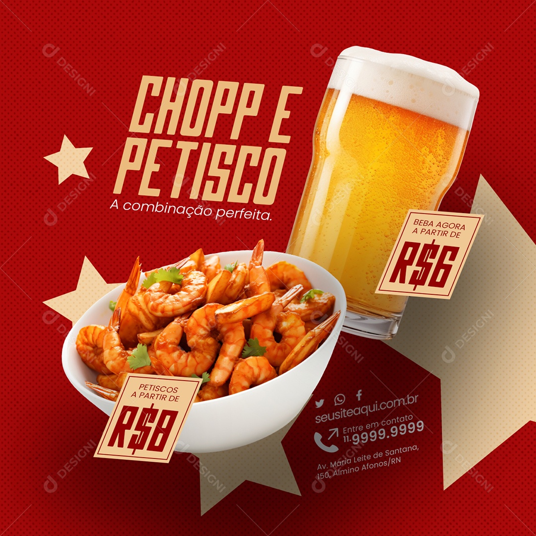 Cervejaria Bar Chopp E Petisco A combinação perfeita beba agora Social Media PSD Editável