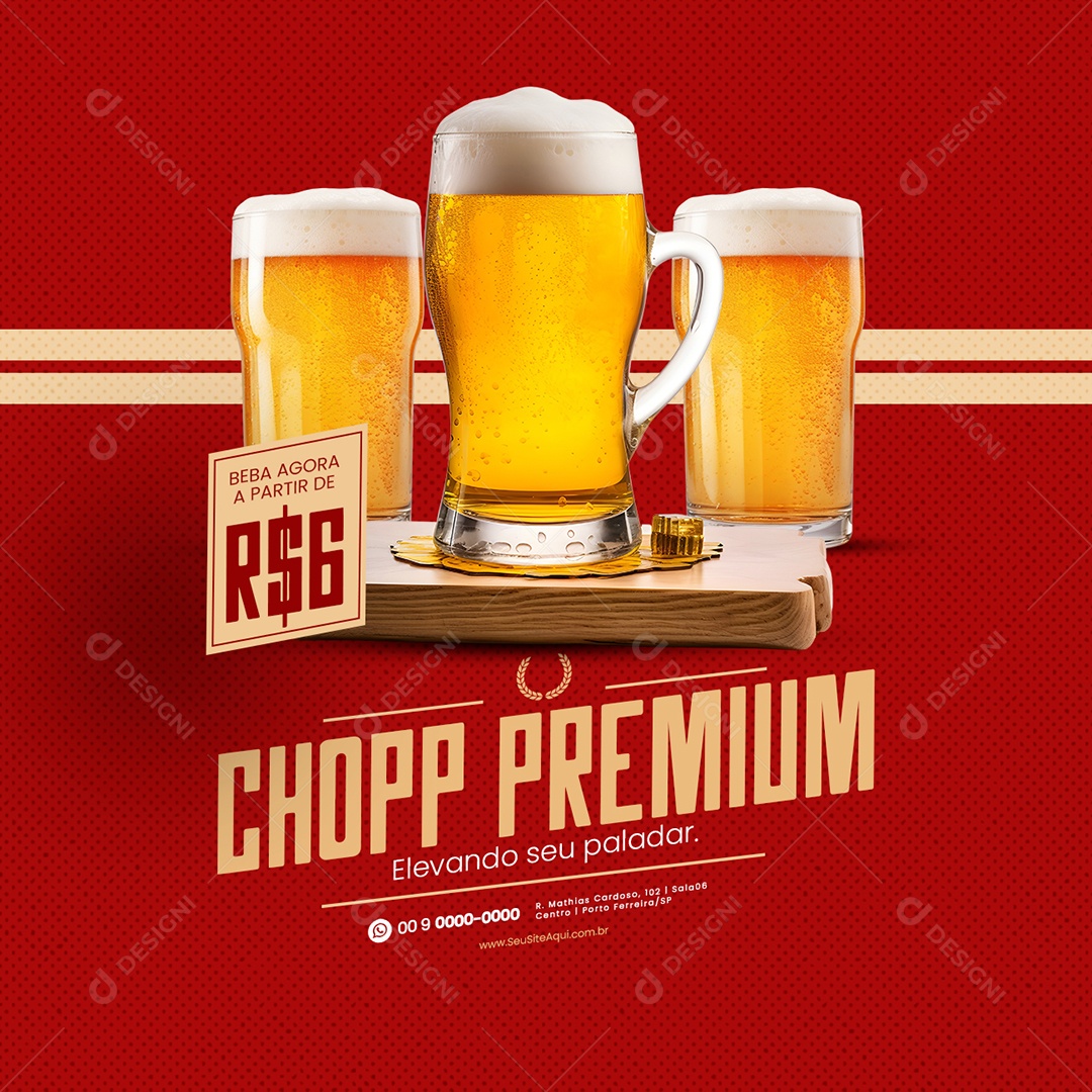 Cervejaria Bar Beba Agora Chopp Premium Elevando seu paladar Social Media PSD Editável