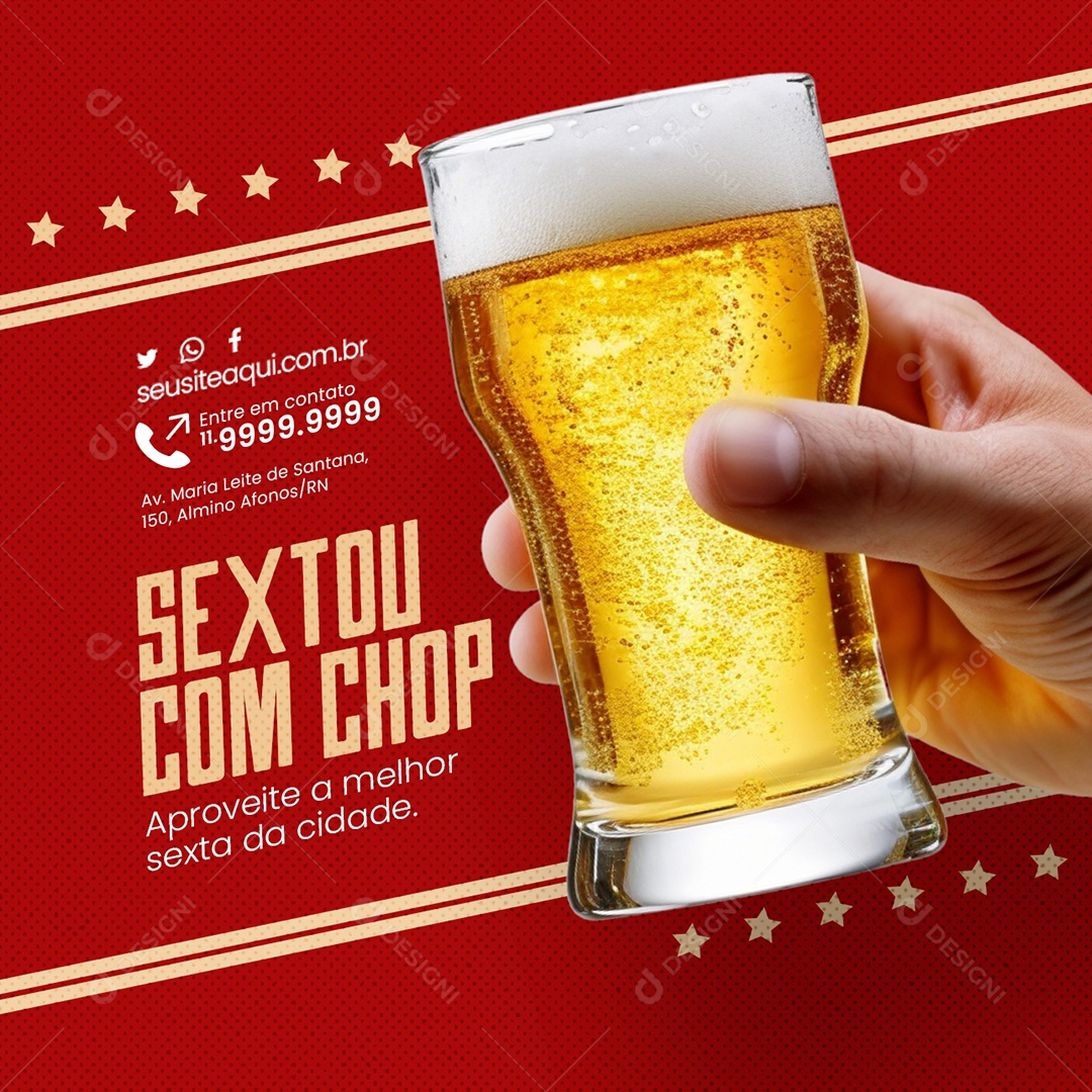 Cervejaria Bar Sextou Com Chopp Aproveite a melhor sexta da cidade Social Media PSD Editável