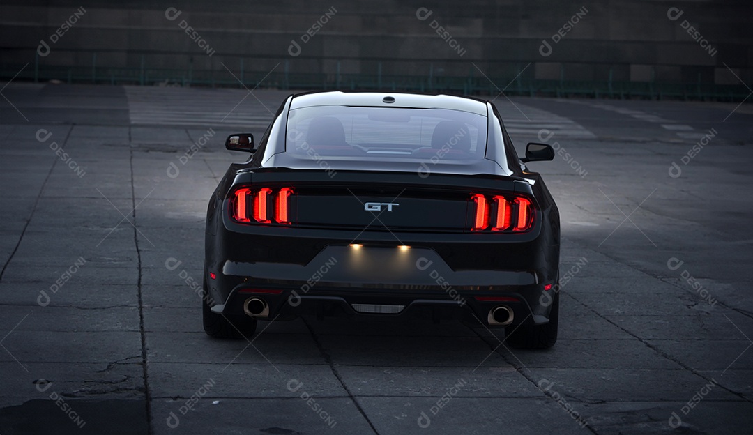 Mustang GT preto lindo isolado