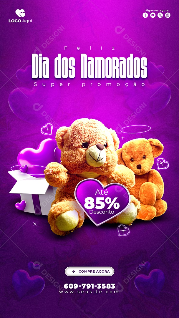 Social Media Story Feliz Dia Dos Namorados PSD Editável