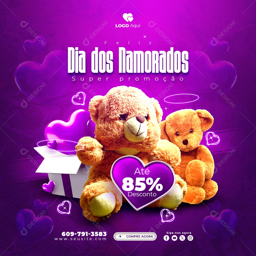 Feliz Dia Dos Namorados Super Promoção Social Media PSd Editável