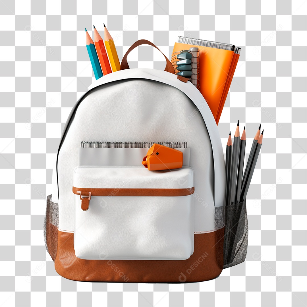 Mochila e Materiais Escolares Volta ás Aulas PNG Transparente