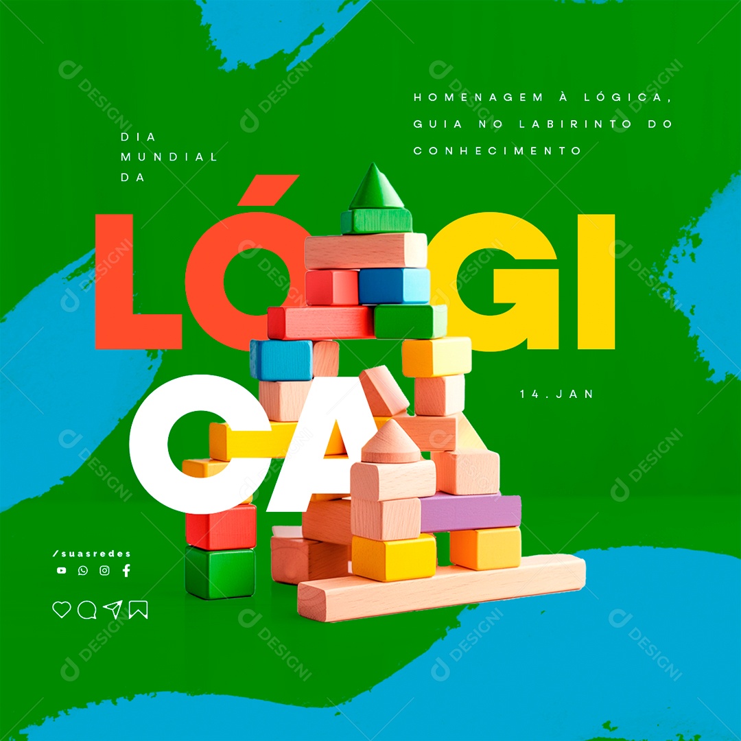 Dia Mundial Da Lógica 14 De Janeiro Homenagem à Lógica Guia no Labirinto do Conhecimento Social Media PSD Editável