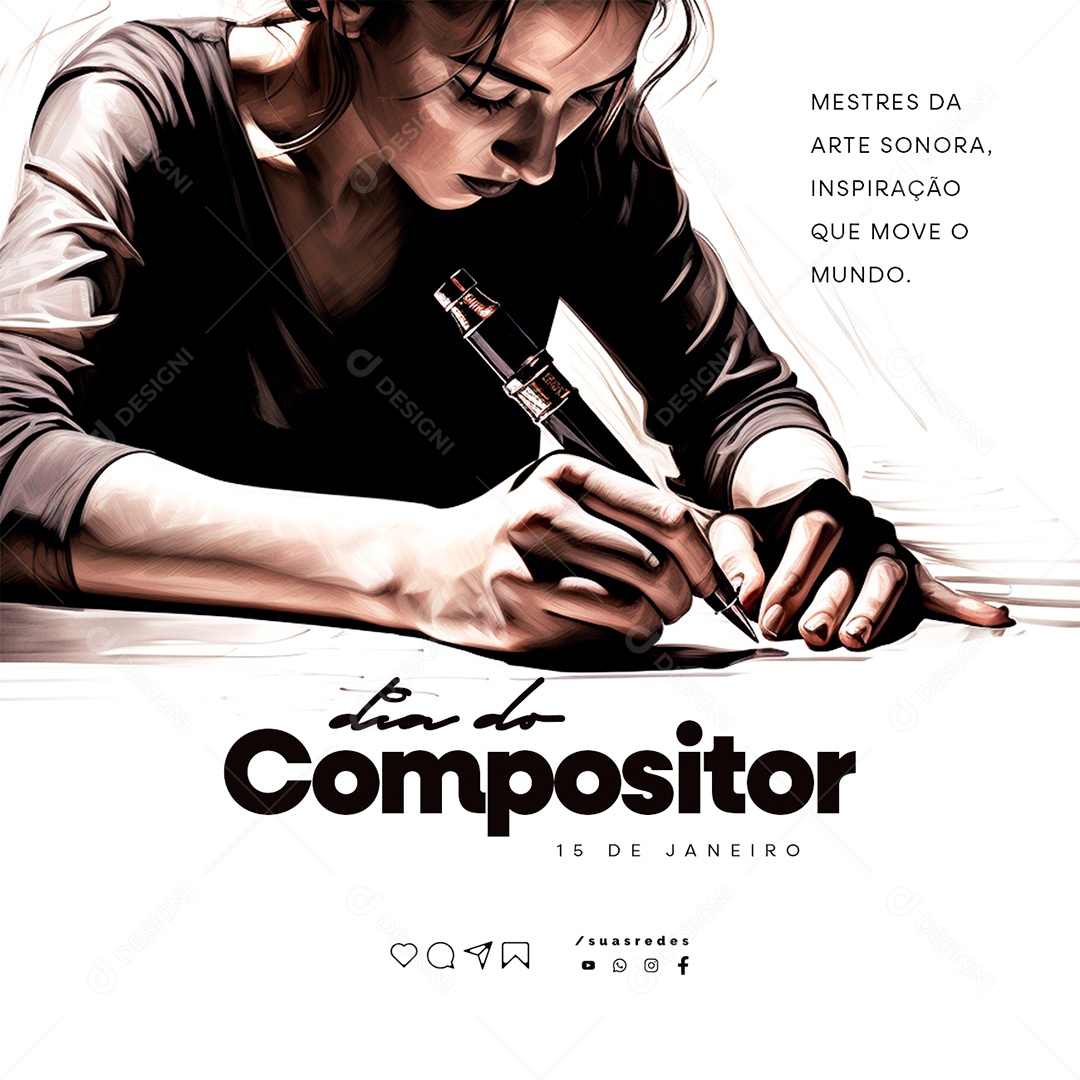 Dia Do Compositor 15 De Janeiro Mestres Da Arte Sonora Inspiração Social Media PSD Editável