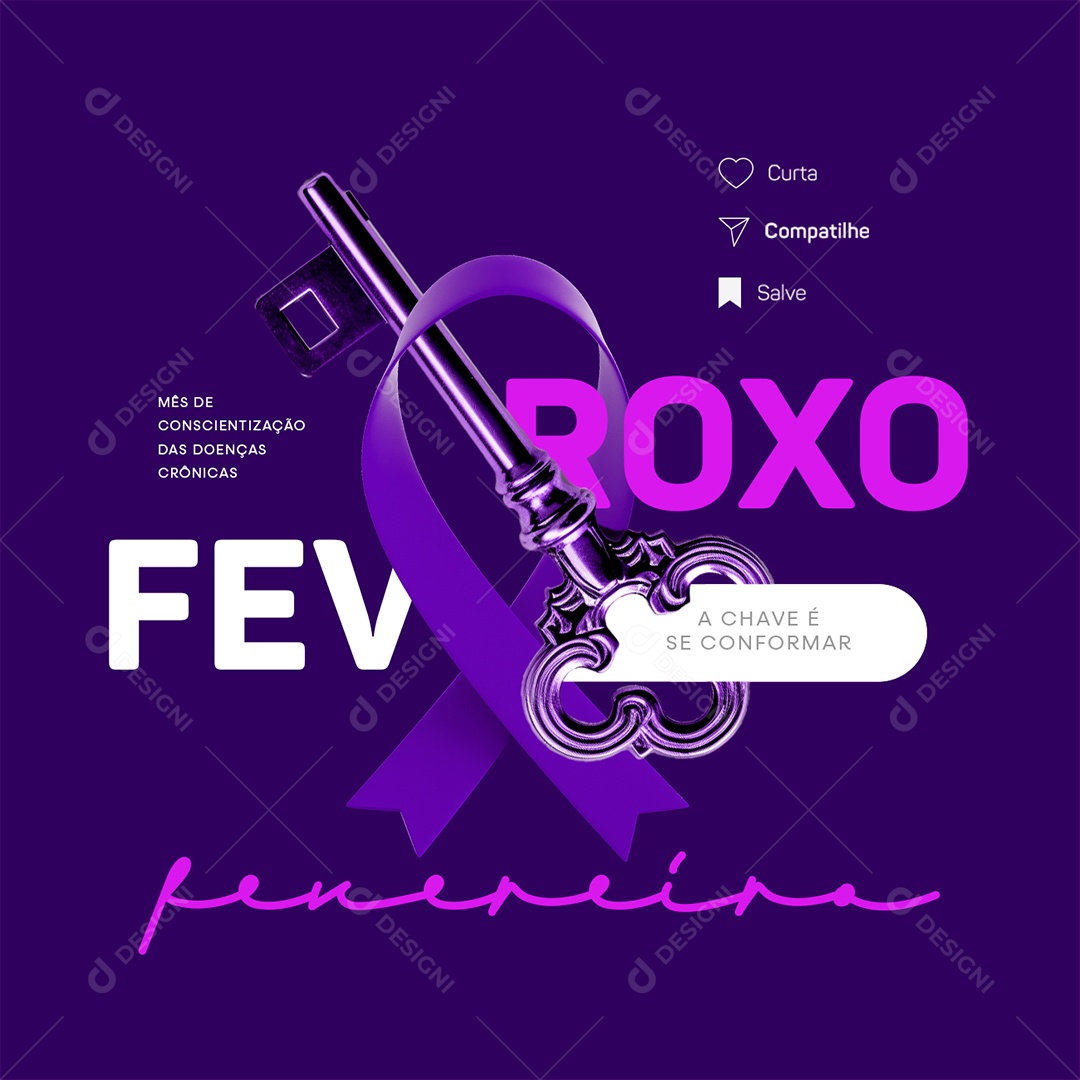 Purple February Chronic Disease Awareness Month: The Key Is to Conform to Editable Social Media PSD