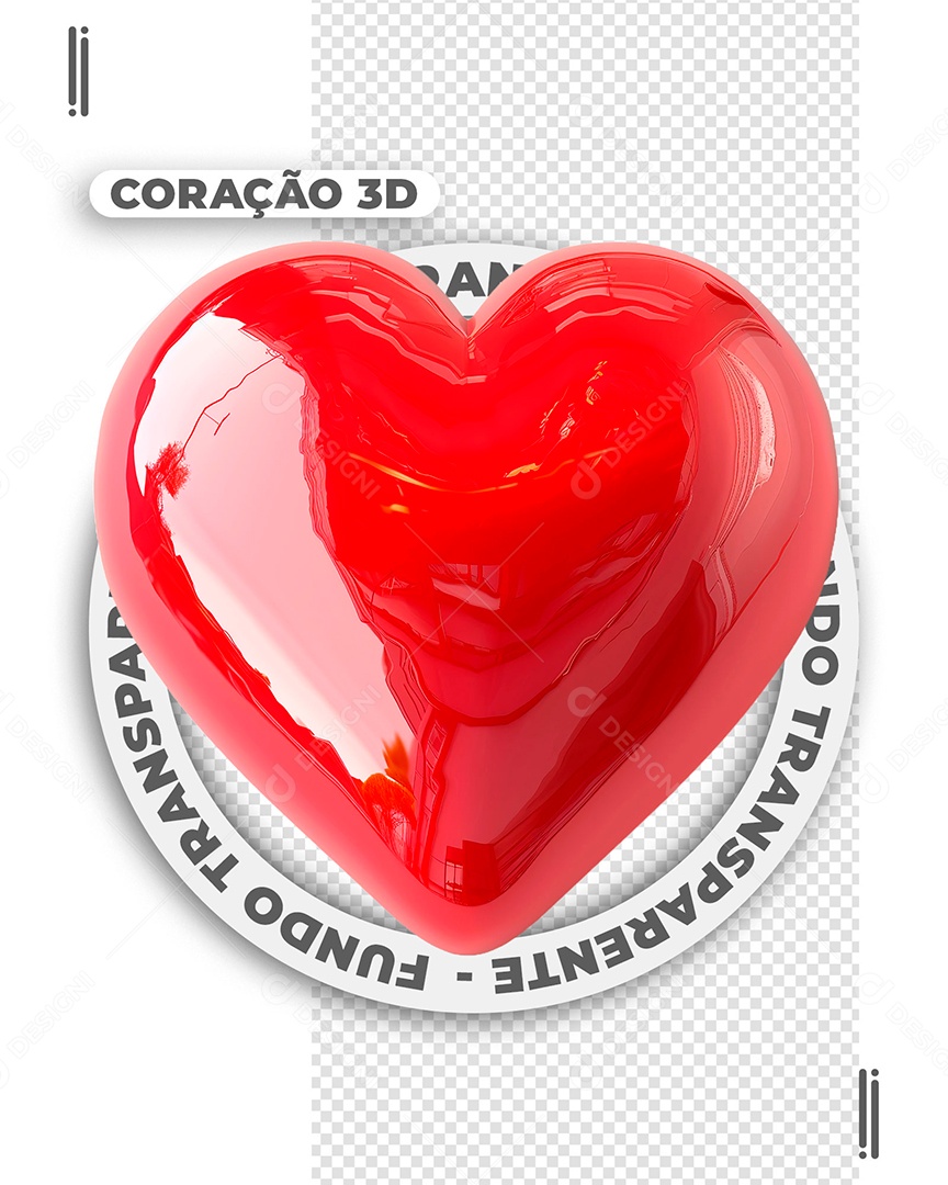 Coração Vermelho Elemento 3D PSD