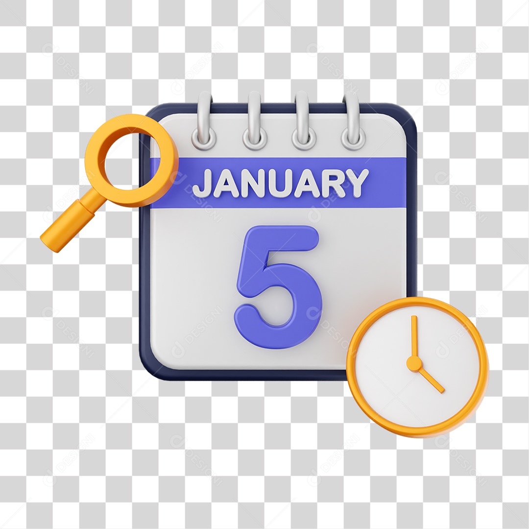 Calendário Datas Janeiro Dia 5 PNG Transparente
