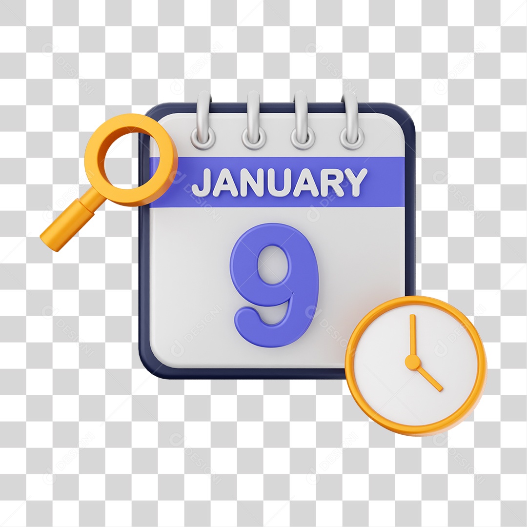 Calendário Datas Janeiro Dia 9 PNG Transparente